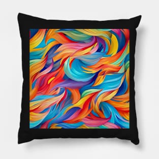 Captivating Colorful Abstract Fabric Pattern - Seamless Swirls & Geometric Design for Fashion and Home Decor #1 Pillow