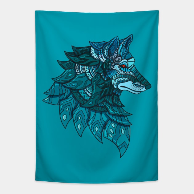 Bohemian Wolf Profile Tapestry by machmigo