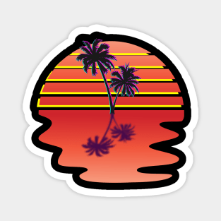 Dream Synthwave Inspired Palm Tree Sunset Design Magnet