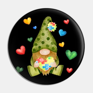 Gnome Hugging Heart Autism St Patrick's Day Pin