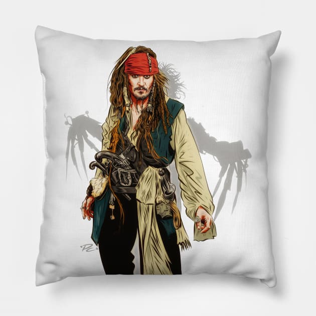 Johnny Depp - An illustration by Paul Cemmick Pillow by PLAYDIGITAL2020