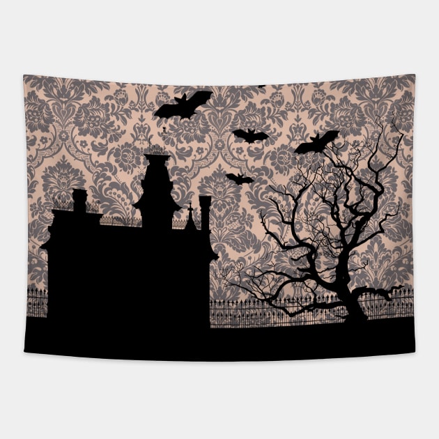 Ghotic Seamless Pattern - Addams Family House Tapestry by Art of Enami