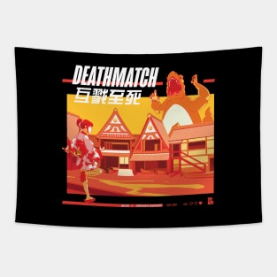 Deathmatch - White Text Tapestry