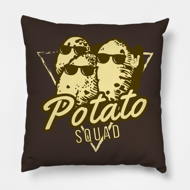 Potato Squad Cool Potatoes Retro Pillow by DesignArchitect