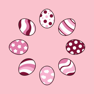 Eggs | Pink | Stripes | Dots | Clouds | Light Pink T-Shirt