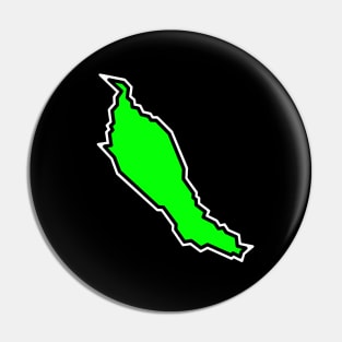 Denman Island in Flashy Lime Green - Simple Silhouette - Denman Island Pin