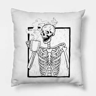 Coffee is Life Sketched Silhouette Pillow