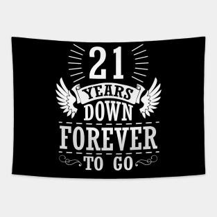 21 Years Down Forever To Go Happy Wedding Marry Anniversary Memory Since 1999 Tapestry