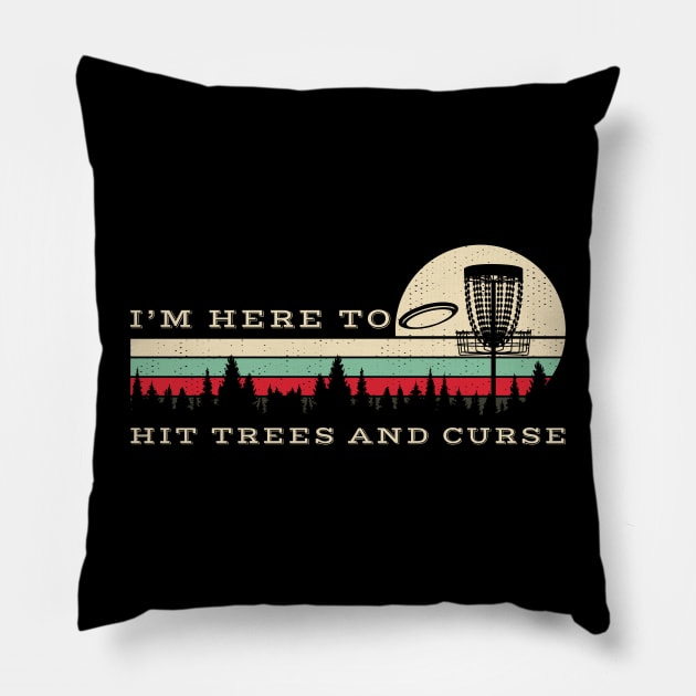 Retro Disc Golf - Hit Tree and Curse Disc Golf Funny vintage Pillow by ItuPagi