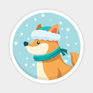 Winter Snowfall Dog Magnet