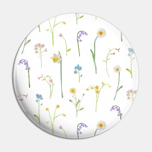 thin wild flowers - white Pin