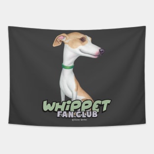 Cute whippet dog posing on Whippet with Green Collar tee Tapestry