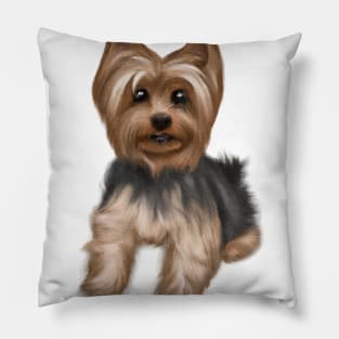 Cute Yorkshire Terrier Drawing Pillow