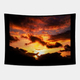 Gold Sunset And Dark Mist Tapestry