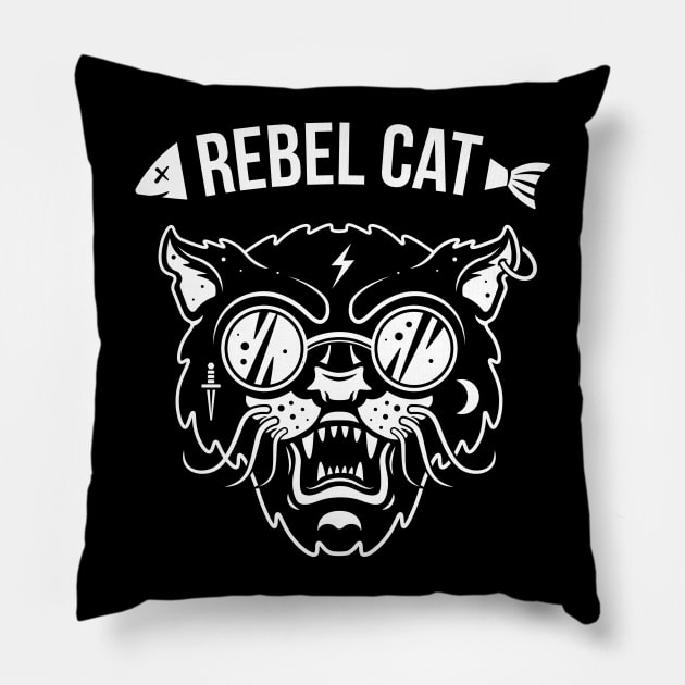 Rebel Cat Pillow by Yeroma