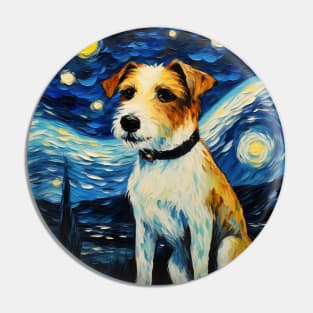 Parson Russell terrier painted in Van Gogh Style Pin