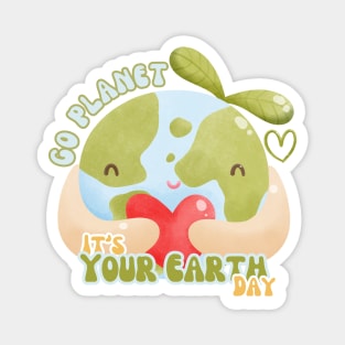 Go Planet Its Your Earth Day Teacher Kids Cute Earth Magnet