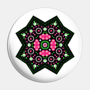 Eight-Pointed Mandala Green-Pink-White Pin