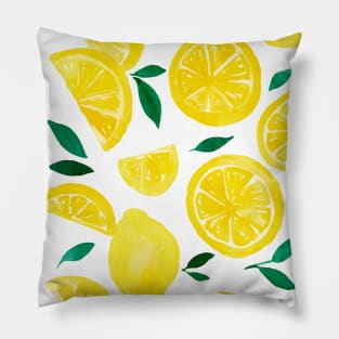 Watercolor lemons yellow and green Pillow