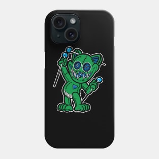 Happy VooDoo Kitty Cat Doll Green and Reflex Blue Phone Case