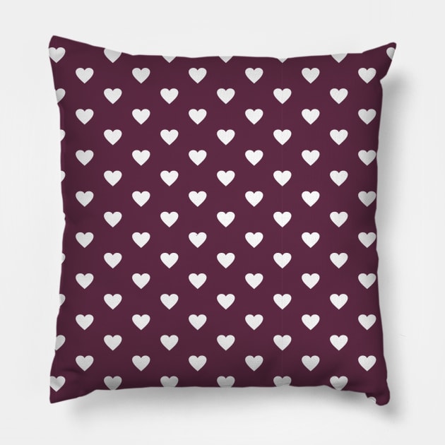Mulberry Purple and White Heart Pattern Pillow by squeakyricardo