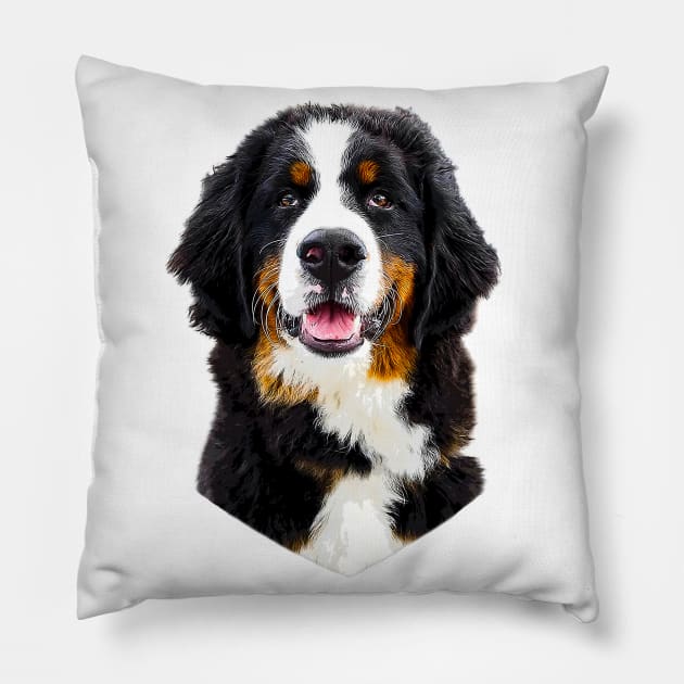 Bernese Mountain Dog Cute Puppy Pillow by Elarex