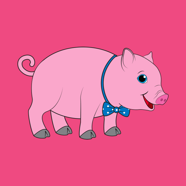 Cute Cartoon Pig in a Bow Tie by PenguinCornerStore
