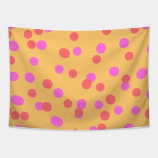 Orange pink red watercolor polka dots art Tapestry