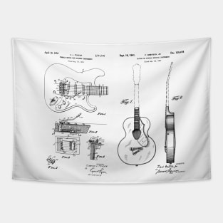 Acoustic and Fender Guitar Tremolo Patent Prints Tapestry