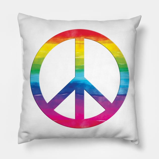 rainbow peace sign Pillow by rclsivcreative