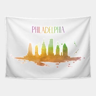 Philadelphia Watercolor Skyline Tapestry