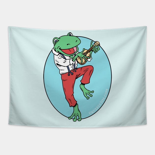 Ukulele Playing Frog Tapestry by UkuleleJim