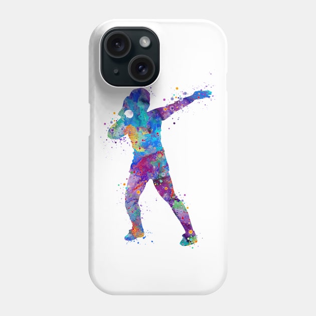 Girl Shot Put Throwing Watercolor Silhouette Phone Case by LotusGifts