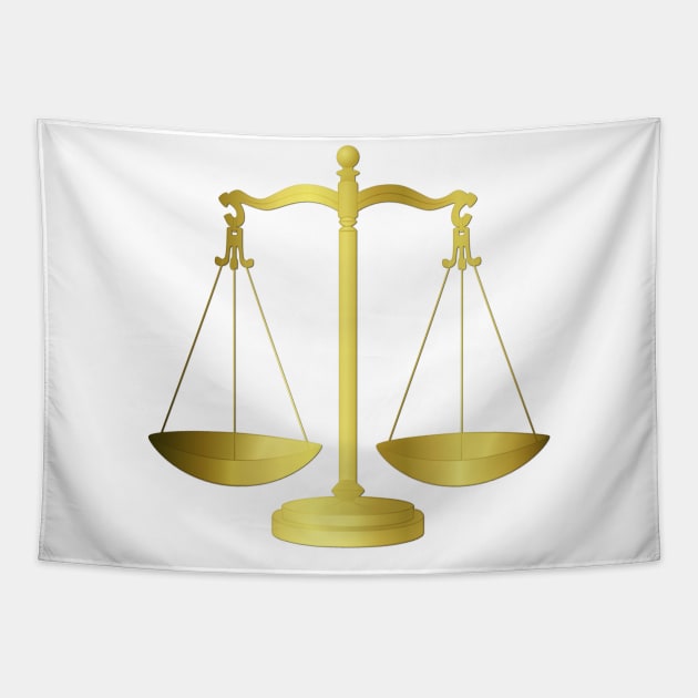 Gold Scales of Justice on White Keeping Law and Order Tapestry by podartist