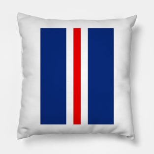 Retro American Football Stripes Buffalo Blue, White, Red Pillow