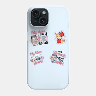 Retro Teacher Valentine Stickers Pack Phone Case