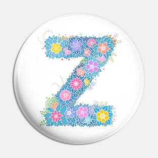 "Z" Floral Letter Monogram Pin