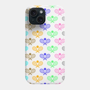 Colorful Tennis Seamless Pattern - Racket and Ball on White Background Phone Case