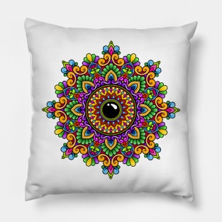 Colourful circle mandala art on Pillow