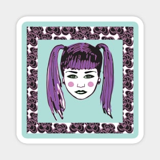 Rockabilly Punk Purple Ponytail Girl Magnet