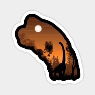 Brachiosaur Sunset Silhouette Magnet