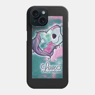Jack and Sally Love Happens Here, the nightmare before Christmas, jack skellington, Christmas Holiday Gift, True Love Phone Case