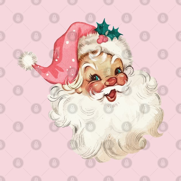 Retro Santa Claus Mid Century Modern Pink Cute by PUFFYP