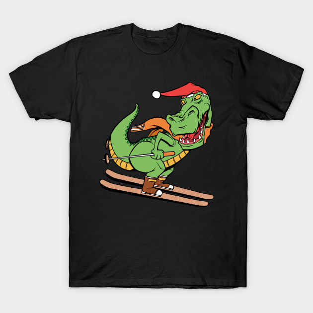 Discover T-Rex Dinosaur Skiing - Skiing Lover - T-Shirt