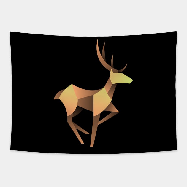 geometric deer Tapestry by Aksa Inov