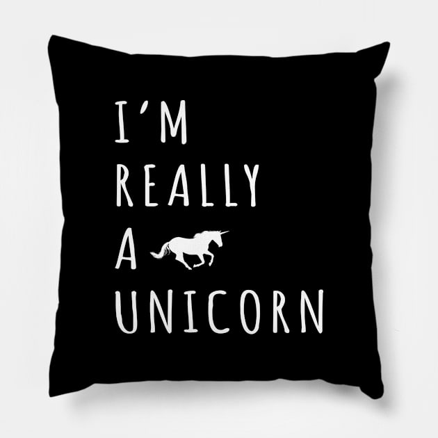 I'm really a unicorn Pillow by redsoldesign