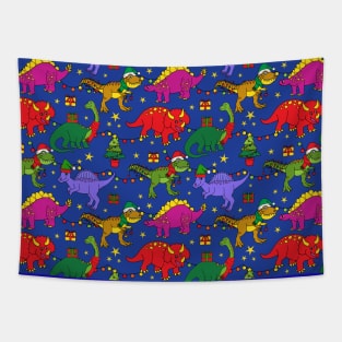 Festive Christmas Dinosaurs Pattern Tapestry