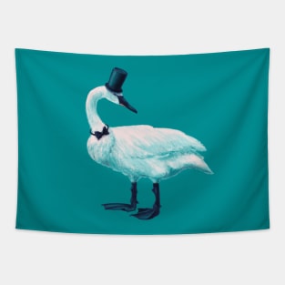 Funny Swan With Bowtie And Top Hat Tapestry