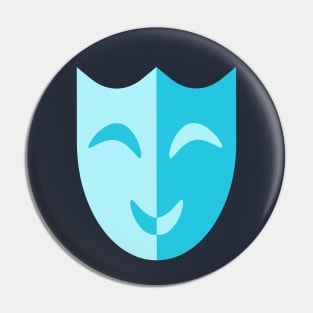 Theatrical mask smiles blue Pin