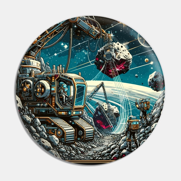 Asteroid Frontier: The Galactic Gold Mining Saga Pin by Graphic Wonders Emporium